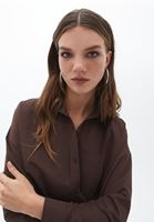 Women Brown Oversize Poplin Shirt