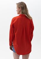 Women Orange Oversize Poplin Shirt