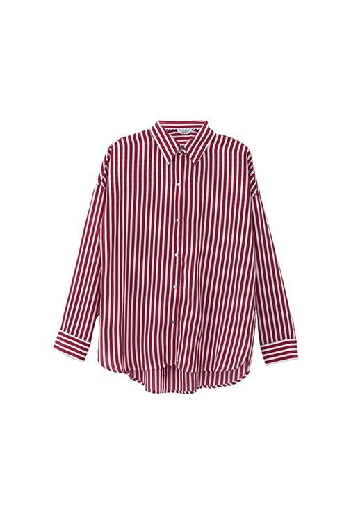 Oversize Çizgili Gömlek ve Pantolon Kombini