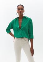 Women Green Oversize Poplin Shirt