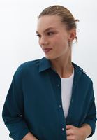 Women Blue Oversize Poplin Shirt