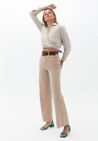 Women Beige Tie Up Crop Shirt