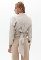 Women Beige Tie Up Crop Shirt