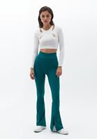 Women Green High Rise Flared Pants