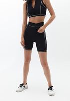 Women Black Biker Legging with Waist Detail