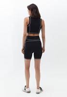 Women Black Biker Legging with Waist Detail