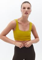 Women Yellow Square Neck Crop Singlet