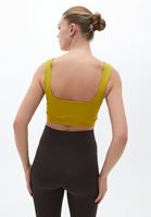 Women Yellow Square Neck Crop Singlet