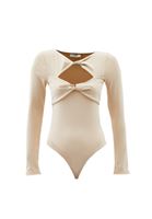 Bayan Bej Cut-Out Detaylı Bodysuit