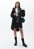 Women Black Quilted Coat with Hoody