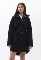 Women Black Quilted Coat with Hoody