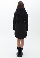 Women Black Quilted Coat with Hoody