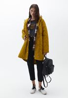 Women Yellow Quilted Coat with Hoody