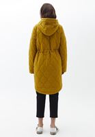 Women Yellow Quilted Coat with Hoody