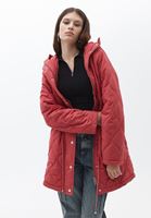 Women Pink Quilted Coat with Hoody