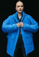 Women Blue Oversize Waterproof Coat