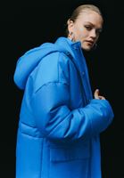 Women Blue Oversize Waterproof Coat