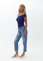 Women Blue Cotton Stretchy Tshirt