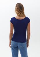 Women Blue Cotton Stretchy Tshirt