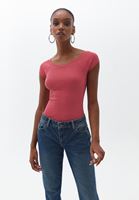 Women Pink Cotton Stretchy Tshirt