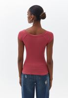 Women Pink Cotton Stretchy Tshirt