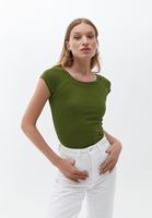 Women Green Cotton Stretchy Tshirt