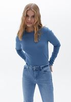 Women Blue Cotton Tshirt with Long Sleeves