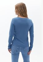 Women Blue Cotton Tshirt with Long Sleeves