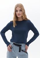 Women Navy Cotton Tshirt with Long Sleeves