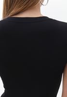 Women Black Cotton Scope Neck Tshirt