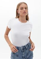 Women White Cotton Crew Neck Tshirt