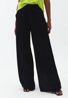 Bayan Siyah Yüksek Bel Wide-Leg Pantolon ( TENCEL™ )