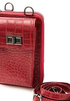 Women Red Crocodile Texture Phone Bag