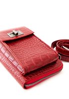 Women Red Crocodile Texture Phone Bag