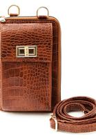 Women Brown Crocodile Texture Phone Bag