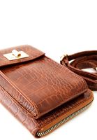 Women Brown Crocodile Texture Phone Bag