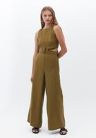 Bayan Yeşil Sırt Dekolteli Tulum ( TENCEL™ )