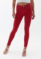 Women Red Skinny Pants with Push up Effect