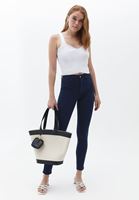 Women Navy Skinny Pants with Push up Effect