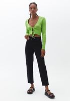 Women Green Knitwear Cardigan with Tieup Detail