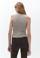 Women Beige High Collar Knitwear Singlet