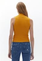 Women Yellow High Collar Knitwear Singlet