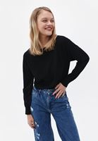 Women Black Boatneck Knitwear Sweater