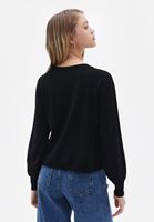 Women Black Boatneck Knitwear Sweater