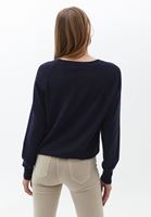 Women Navy Boatneck Knitwear Sweater