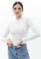 Women Cream Turtleneck Knitwear Sweater