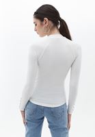 Women Cream Turtleneck Knitwear Sweater