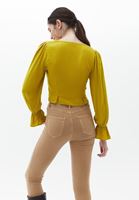 Women Yellow Crop Blouse with Buttons