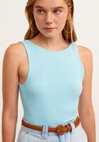 Women Blue Singlet with Back Decollete