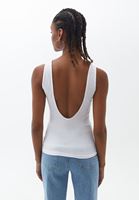 Women White Singlet with Back Decollete